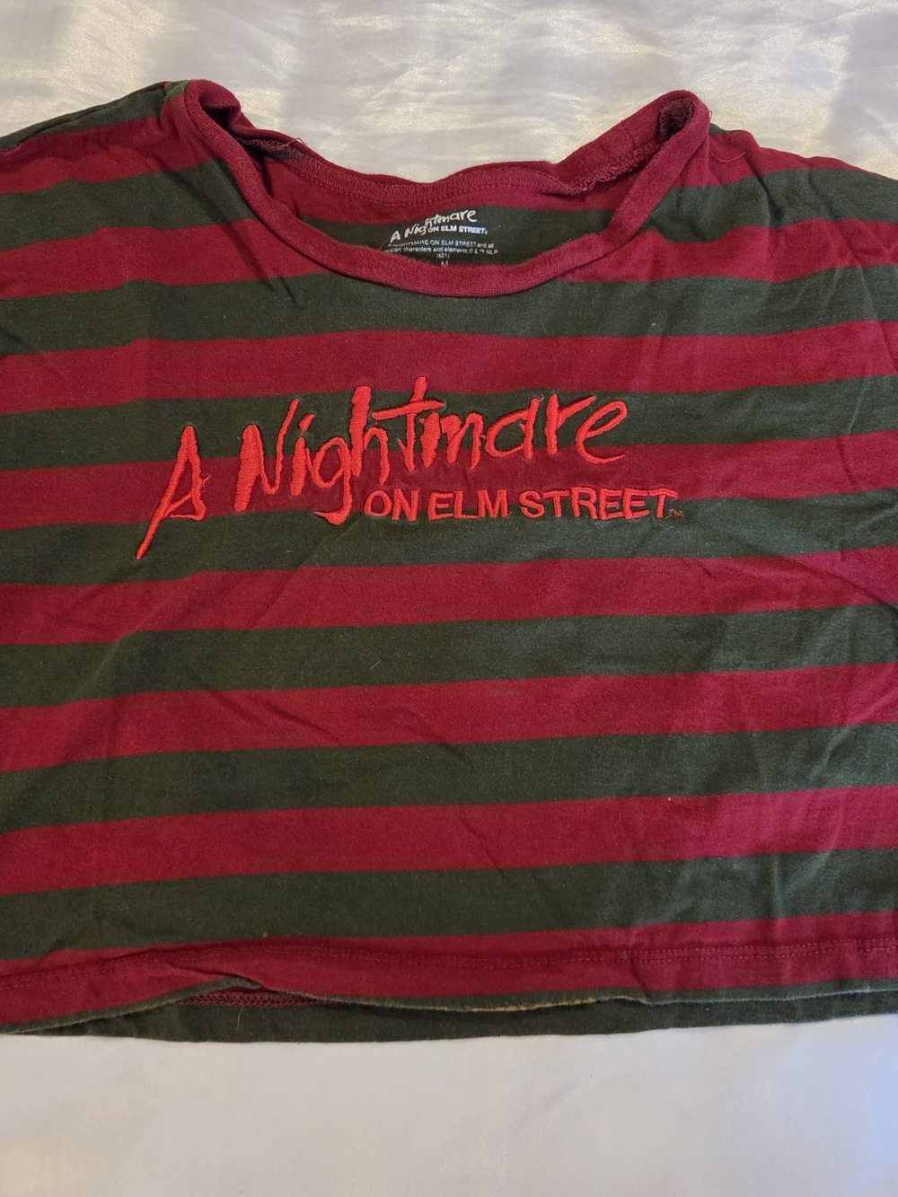 A Nightmare on Elm Street Freddy Krueger Striped Crop Top T Shirt Medium Horror